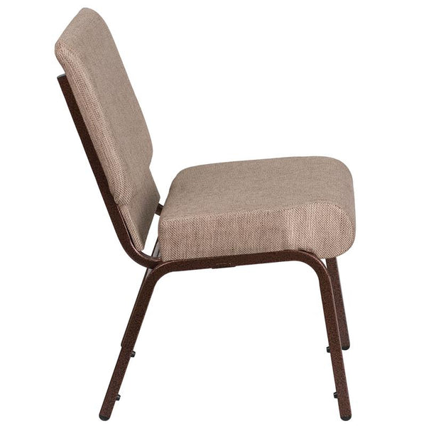 Flash Furniture HERCULES Series 21''W Stacking Church Chair in Beige Fabric - Copper Vein Frame - FD-CH0221-4-CV-BGE1-GG