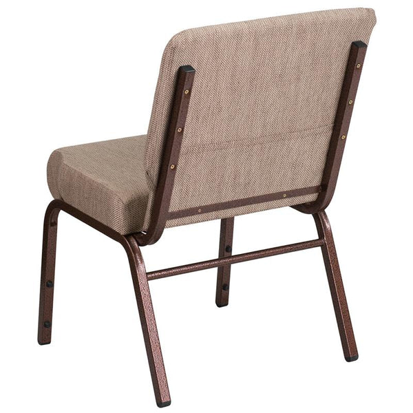 Flash Furniture HERCULES Series 21''W Stacking Church Chair in Beige Fabric - Copper Vein Frame - FD-CH0221-4-CV-BGE1-GG