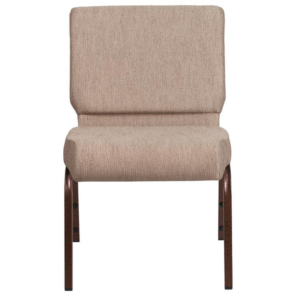 Flash Furniture HERCULES Series 21''W Stacking Church Chair in Beige Fabric - Copper Vein Frame - FD-CH0221-4-CV-BGE1-GG