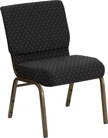 Flash Furniture HERCULES Series 21''W Stacking Church Chair in Black Dot Patterned Fabric - Gold Vein Frame - FD-CH0221-4-GV-S0806-GG