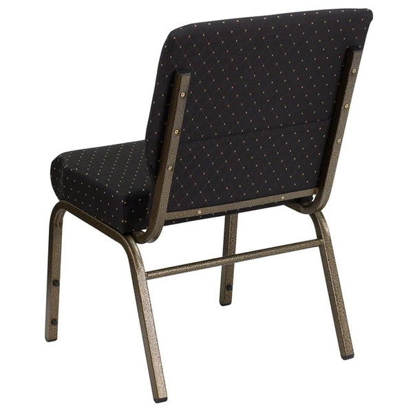 Flash Furniture HERCULES Series 21''W Stacking Church Chair in Black Dot Patterned Fabric - Gold Vein Frame - FD-CH0221-4-GV-S0806-GG