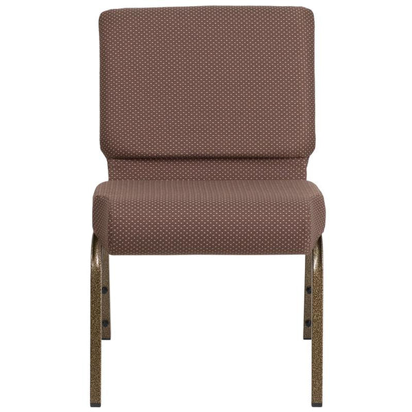 Flash Furniture HERCULES Series 21''W Stacking Church Chair in Brown Dot Fabric - Gold Vein Frame - FD-CH0221-4-GV-BNDOT-GG