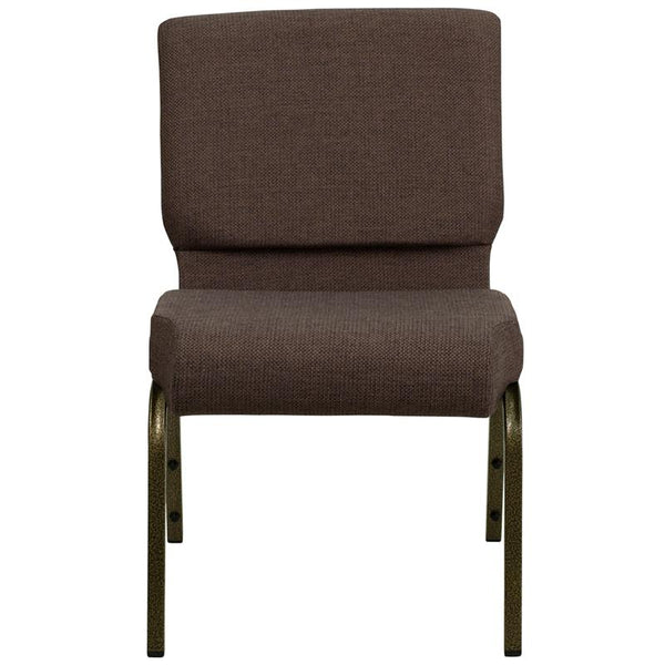 Flash Furniture HERCULES Series 21''W Stacking Church Chair in Brown Fabric - Gold Vein Frame - FD-CH0221-4-GV-S0819-GG