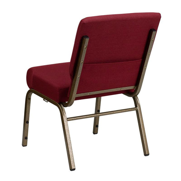 Flash Furniture HERCULES Series 21''W Stacking Church Chair in Burgundy Fabric - Gold Vein Frame - FD-CH0221-4-GV-3169-GG