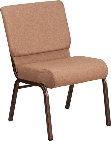 Flash Furniture HERCULES Series 21''W Stacking Church Chair in Caramel Fabric - Copper Vein Frame - FD-CH0221-4-CV-BN-GG