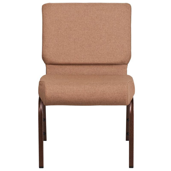 Flash Furniture HERCULES Series 21''W Stacking Church Chair in Caramel Fabric - Copper Vein Frame - FD-CH0221-4-CV-BN-GG