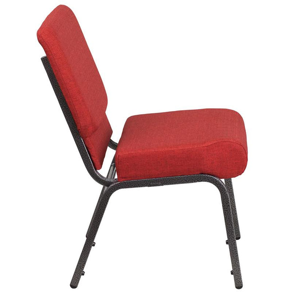 Flash Furniture HERCULES Series 21''W Stacking Church Chair in Crimson Fabric - Silver Vein Frame - FD-CH0221-4-SV-RED-GG