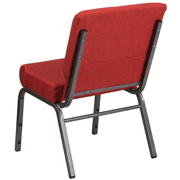 Flash Furniture HERCULES Series 21''W Stacking Church Chair in Crimson Fabric - Silver Vein Frame - FD-CH0221-4-SV-RED-GG