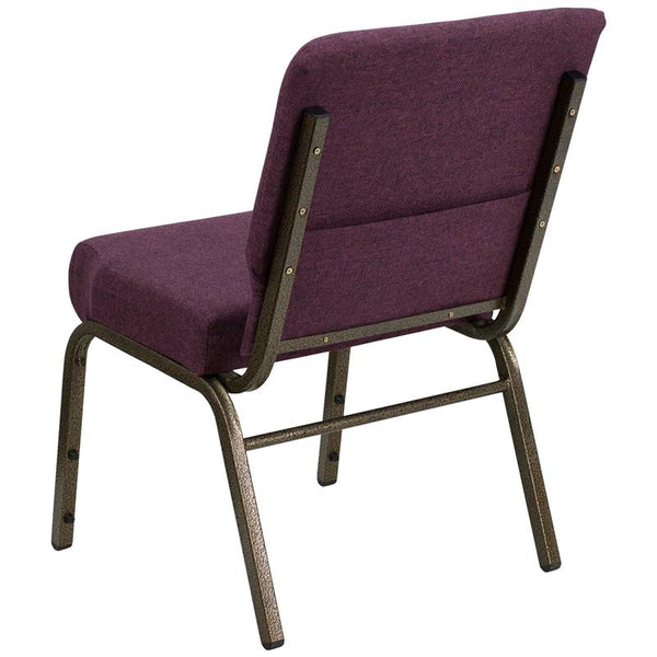 Flash Furniture HERCULES Series 21''W Stacking Church Chair in Plum Fabric - Gold Vein Frame - FD-CH0221-4-GV-005-GG