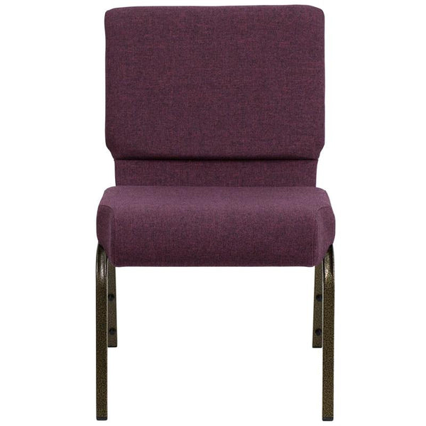 Flash Furniture HERCULES Series 21''W Stacking Church Chair in Plum Fabric - Gold Vein Frame - FD-CH0221-4-GV-005-GG