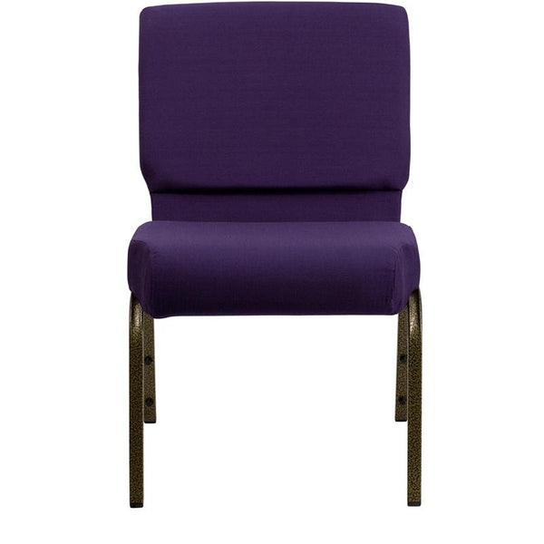 Flash Furniture HERCULES Series 21''W Stacking Church Chair in Royal Purple Fabric - Gold Vein Frame - FD-CH0221-4-GV-ROY-GG