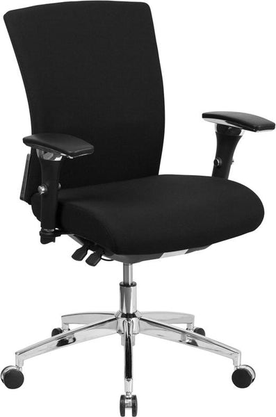 Flash Furniture HERCULES Series 24/7 Intensive Use 300 lb. Rated Black Fabric Multifunction Executive Swivel Chair with Seat Slider - GO-WY-85-6-GG