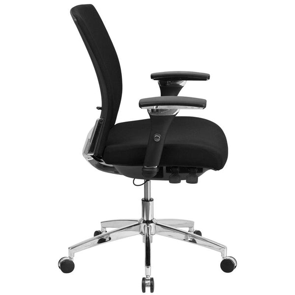 Flash Furniture HERCULES Series 24/7 Intensive Use 300 lb. Rated Black Fabric Multifunction Executive Swivel Chair with Seat Slider - GO-WY-85-6-GG