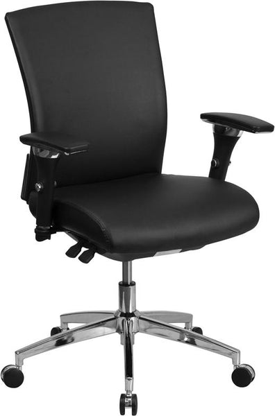 Flash Furniture HERCULES Series 24/7 Intensive Use 300 lb. Rated Black Leather Multifunction Executive Swivel Chair with Seat Slider - GO-WY-85-7-GG