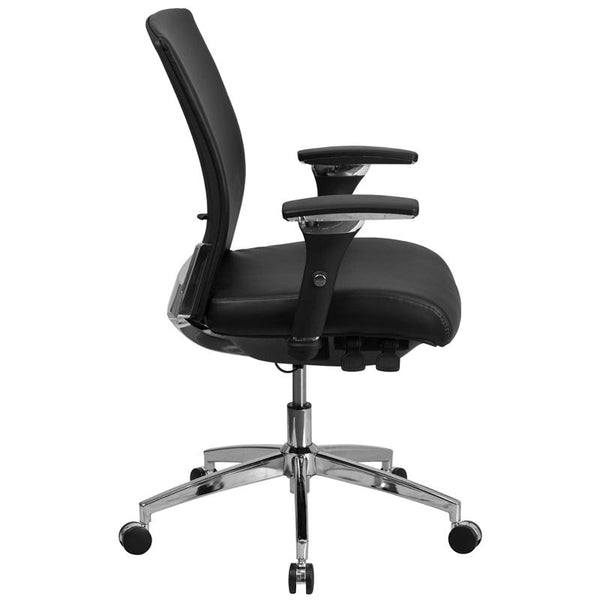 Flash Furniture HERCULES Series 24/7 Intensive Use 300 lb. Rated Black Leather Multifunction Executive Swivel Chair with Seat Slider - GO-WY-85-7-GG