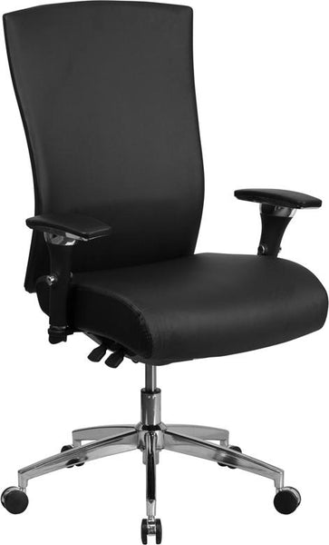 Flash Furniture HERCULES Series 24/7 Intensive Use 300 lb. Rated Black Leather Multifunction Executive Swivel Chair with Seat Slider - GO-WY-85H-1-GG