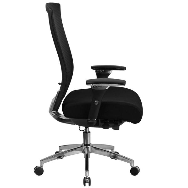 Flash Furniture HERCULES Series 24/7 Intensive Use 300 lb. Rated Black Mesh Multifunction Executive Swivel Chair with Seat Slider - GO-WY-85H-GG