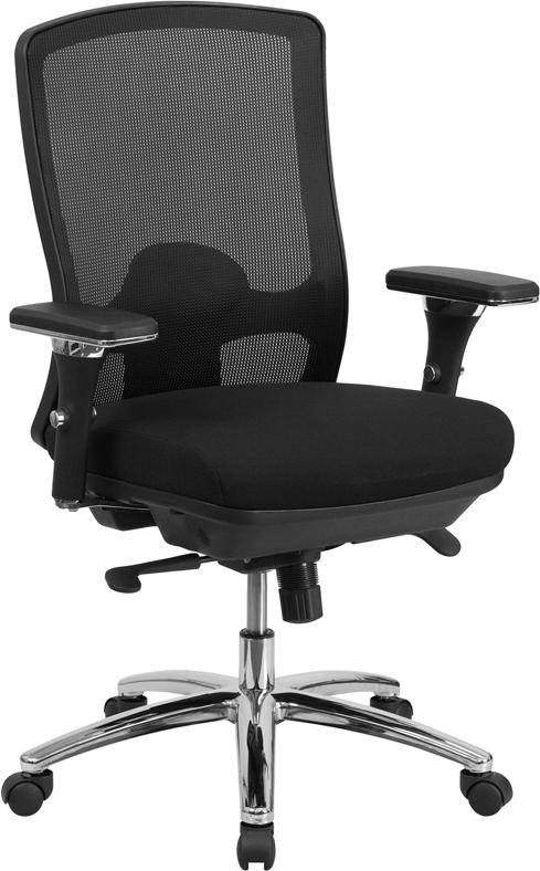 Flash Furniture HERCULES Series 24/7 Intensive Use Big & Tall 350 lb. Rated Black Mesh Multifunction Swivel Chair with Synchro-Tilt - LQ-2-BK-GG