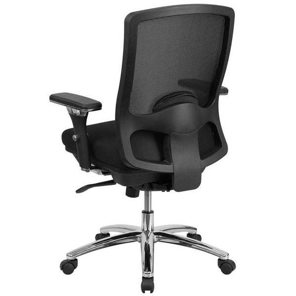 Flash Furniture HERCULES Series 24/7 Intensive Use Big & Tall 350 lb. Rated Black Mesh Multifunction Swivel Chair with Synchro-Tilt - LQ-2-BK-GG