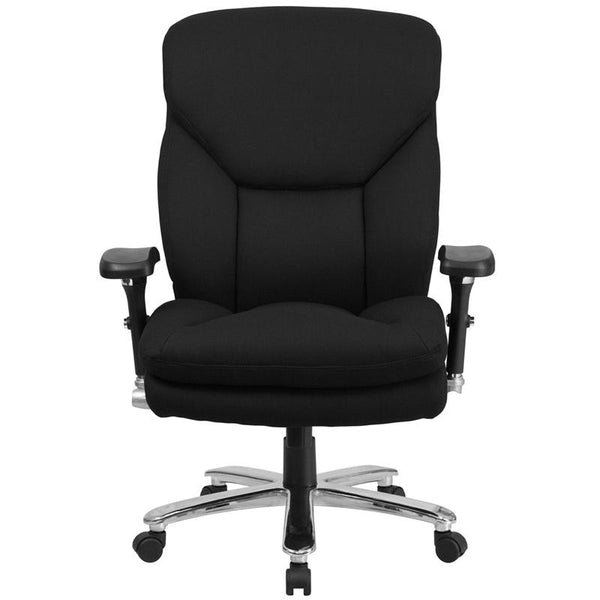 Flash Furniture HERCULES Series 24/7 Intensive Use Big & Tall 400 lb. Rated Black Fabric Executive Swivel Chair with Lumbar Knob - GO-2085-GG