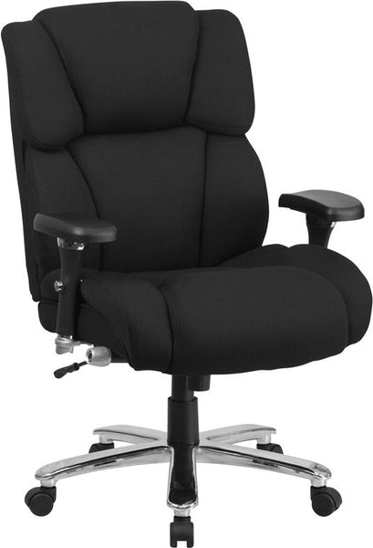 Flash Furniture HERCULES Series 24/7 Intensive Use Big & Tall 400 lb. Rated Black Fabric Executive Swivel Chair with Lumbar Knob - GO-2149-GG