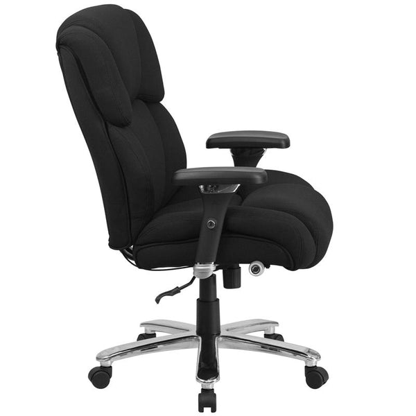 Flash Furniture HERCULES Series 24/7 Intensive Use Big & Tall 400 lb. Rated Black Fabric Executive Swivel Chair with Lumbar Knob - GO-2149-GG