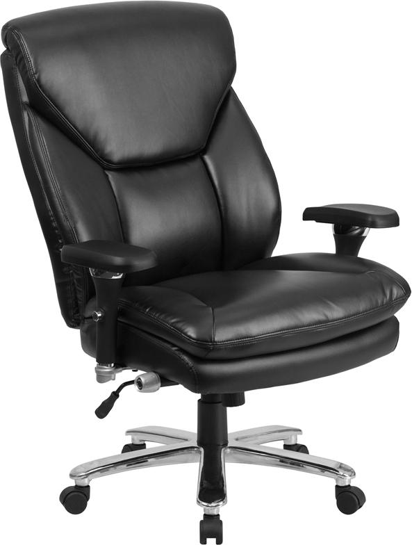 Flash Furniture HERCULES Series 24/7 Intensive Use Big & Tall 400 lb. Rated Black Leather Executive Swivel Chair with Lumbar Knob - GO-2085-LEA-GG