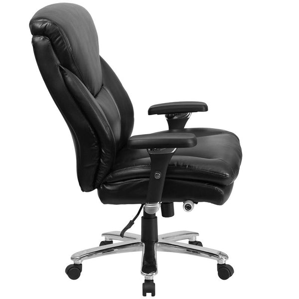 Flash Furniture HERCULES Series 24/7 Intensive Use Big & Tall 400 lb. Rated Black Leather Executive Swivel Chair with Lumbar Knob - GO-2085-LEA-GG