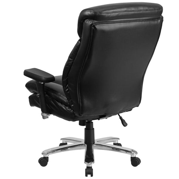 Flash Furniture HERCULES Series 24/7 Intensive Use Big & Tall 400 lb. Rated Black Leather Executive Swivel Chair with Lumbar Knob - GO-2085-LEA-GG