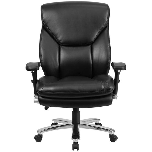 Flash Furniture HERCULES Series 24/7 Intensive Use Big & Tall 400 lb. Rated Black Leather Executive Swivel Chair with Lumbar Knob - GO-2085-LEA-GG