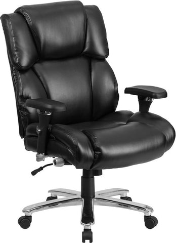 Flash Furniture HERCULES Series 24/7 Intensive Use Big & Tall 400 lb. Rated Black Leather Executive Swivel Chair with Lumbar Knob - GO-2149-LEA-GG