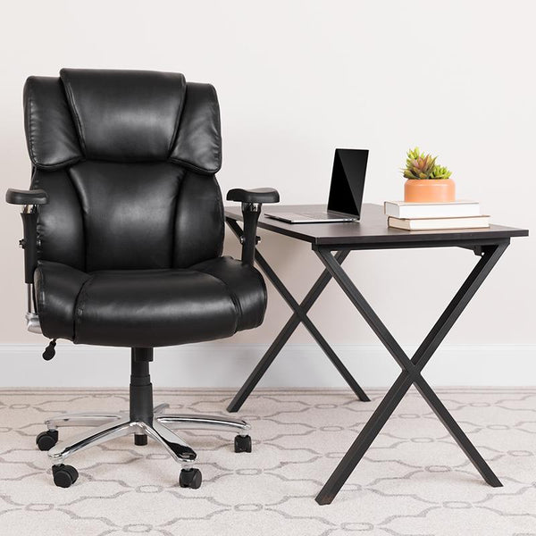 Flash Furniture HERCULES Series 24/7 Intensive Use Big & Tall 400 lb. Rated Black Leather Executive Swivel Chair with Lumbar Knob - GO-2149-LEA-GG