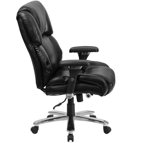 Flash Furniture HERCULES Series 24/7 Intensive Use Big & Tall 400 lb. Rated Black Leather Executive Swivel Chair with Lumbar Knob - GO-2149-LEA-GG