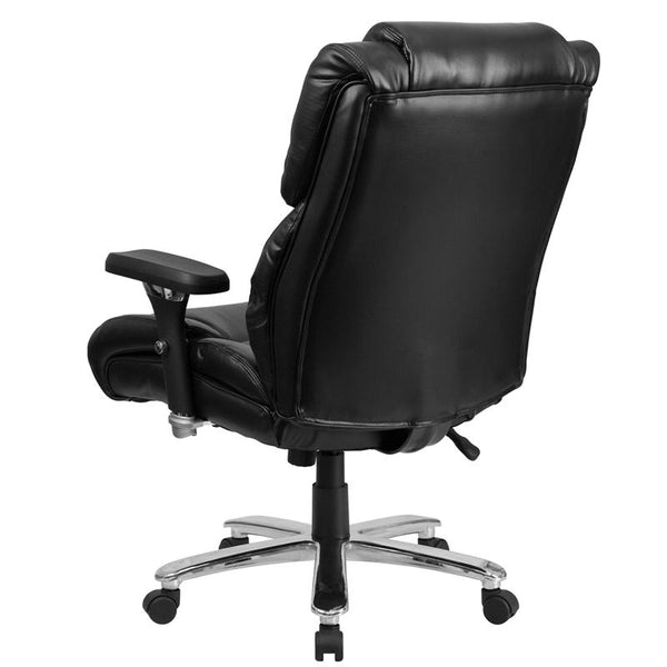 Flash Furniture HERCULES Series 24/7 Intensive Use Big & Tall 400 lb. Rated Black Leather Executive Swivel Chair with Lumbar Knob - GO-2149-LEA-GG