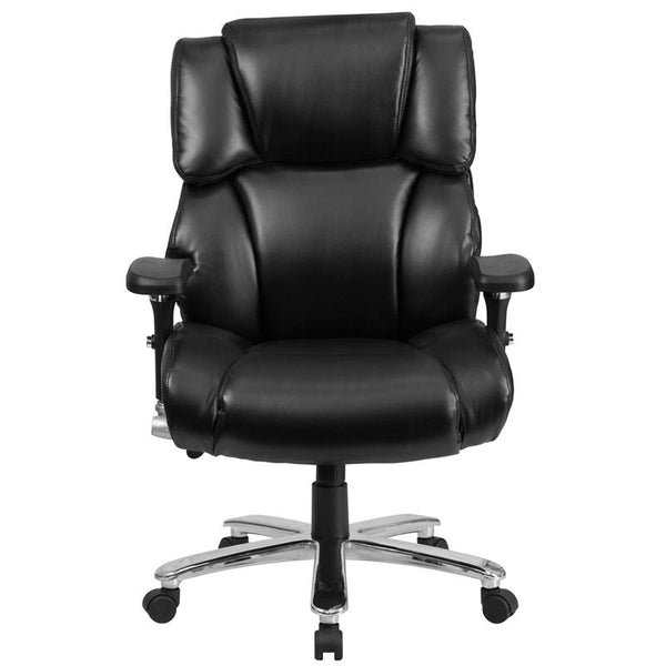 Flash Furniture HERCULES Series 24/7 Intensive Use Big & Tall 400 lb. Rated Black Leather Executive Swivel Chair with Lumbar Knob - GO-2149-LEA-GG