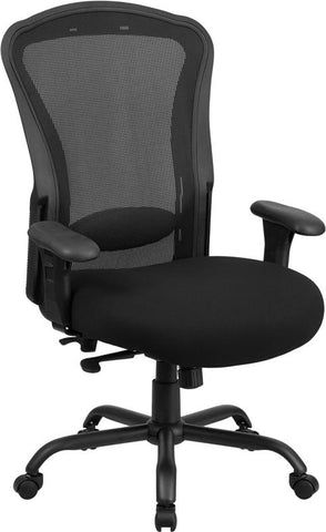 Flash Furniture HERCULES Series 24/7 Intensive Use Big & Tall 400 lb. Rated Black Mesh Multifunction Swivel Chair with Synchro-Tilt - LQ-3-BK-GG