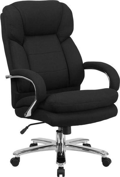 Flash Furniture HERCULES Series 24/7 Intensive Use Big & Tall 500 lb. Rated Black Fabric Executive Swivel Chair with Loop Arms - GO-2078-GG