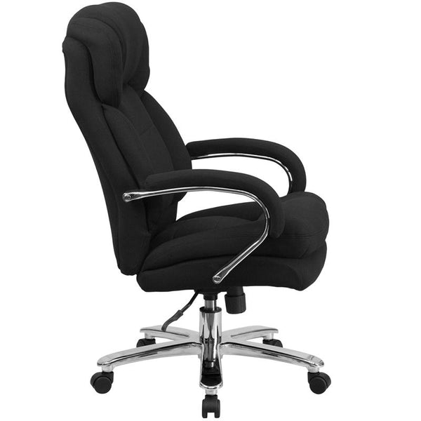 Flash Furniture HERCULES Series 24/7 Intensive Use Big & Tall 500 lb. Rated Black Fabric Executive Swivel Chair with Loop Arms - GO-2078-GG