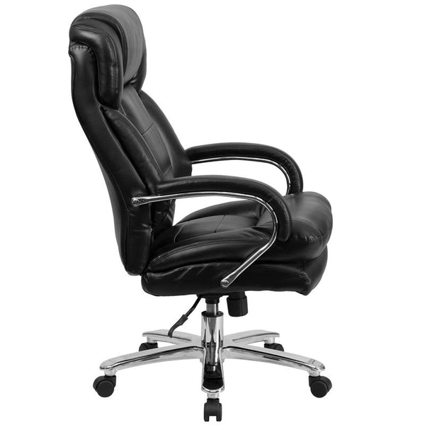 Flash Furniture HERCULES Series 24/7 Intensive Use Big & Tall 500 lb. Rated Black Leather Executive Swivel Chair with Loop Arms - GO-2078-LEA-GG