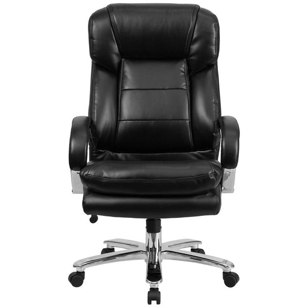 Flash Furniture HERCULES Series 24/7 Intensive Use Big & Tall 500 lb. Rated Black Leather Executive Swivel Chair with Loop Arms - GO-2078-LEA-GG