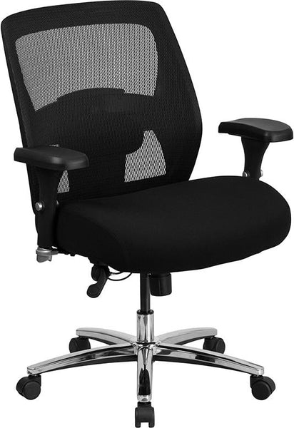 Flash Furniture HERCULES Series 24/7 Intensive Use Big & Tall 500 lb. Rated Black Mesh Executive Swivel Chair with Ratchet Back - GO-99-3-GG