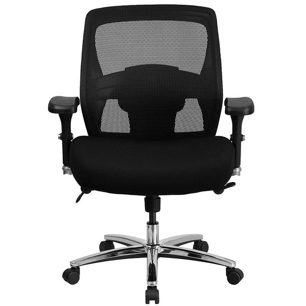 Flash Furniture HERCULES Series 24/7 Intensive Use Big & Tall 500 lb. Rated Black Mesh Executive Swivel Chair with Ratchet Back - GO-99-3-GG