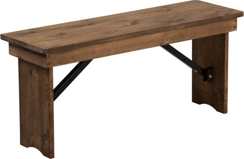 Flash Furniture HERCULES Series 40'' x 12'' Antique Rustic Solid Pine Folding Farm Bench - XA-B-40X12-GG