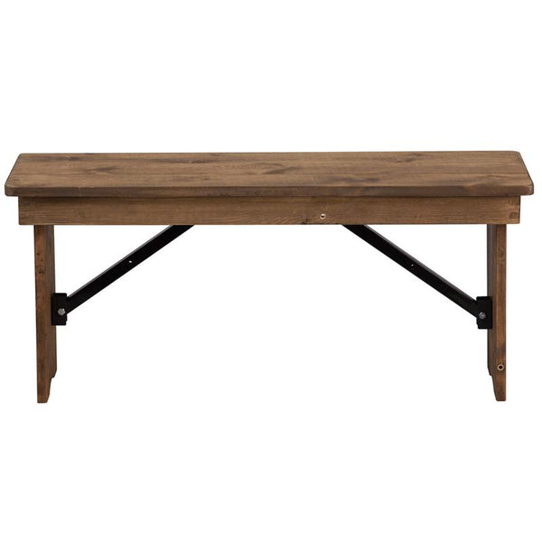 Flash Furniture HERCULES Series 40'' x 12'' Antique Rustic Solid Pine Folding Farm Bench - XA-B-40X12-GG