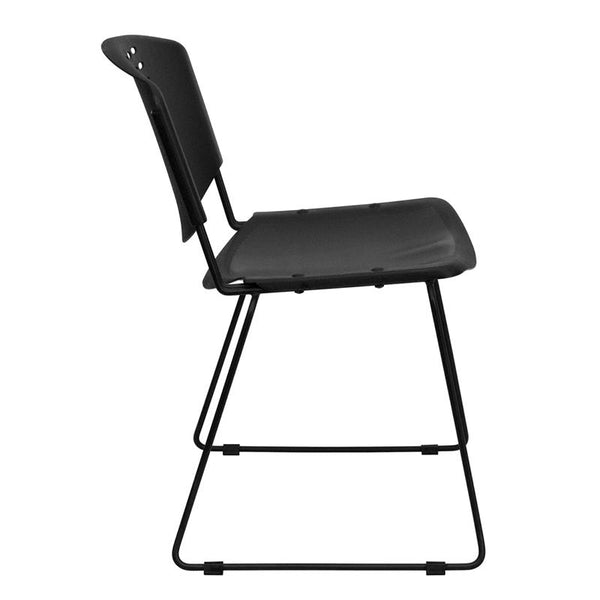 Flash Furniture HERCULES Series 400 lb. Capacity Black Plastic Stack Chair with Black Frame - RUT-NF02-BK-GG