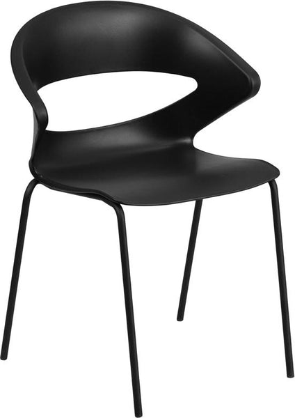 Flash Furniture HERCULES Series 440 lb. Capacity Black Stack Chair - RUT-4-BK-GG