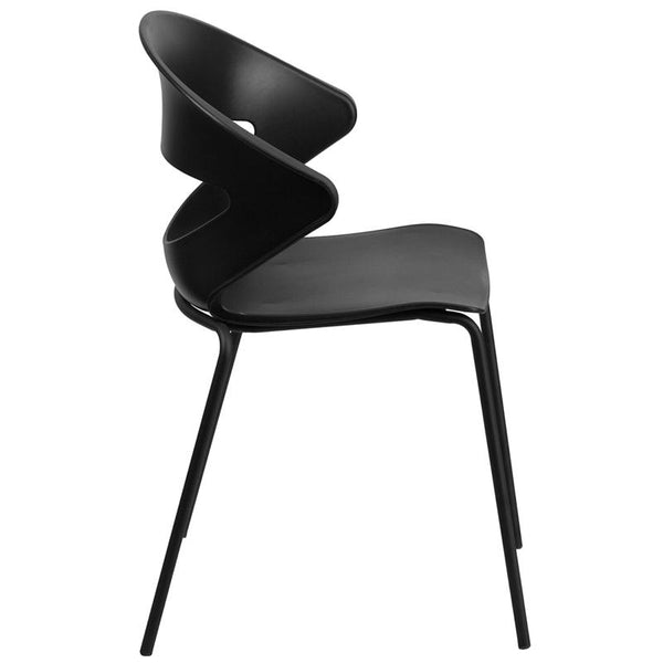Flash Furniture HERCULES Series 440 lb. Capacity Black Stack Chair - RUT-4-BK-GG