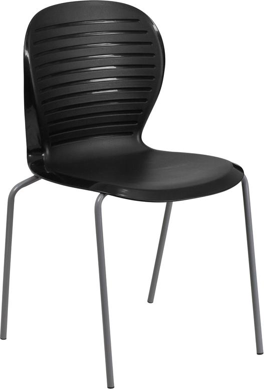 Flash Furniture HERCULES Series 551 lb. Capacity Black Stack Chair - RUT-3-BK-GG