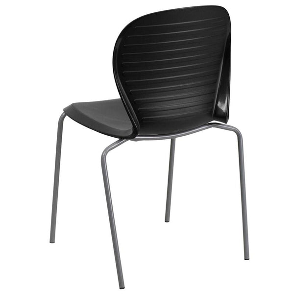 Flash Furniture HERCULES Series 551 lb. Capacity Black Stack Chair - RUT-3-BK-GG