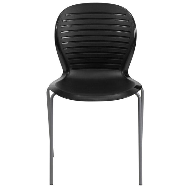 Flash Furniture HERCULES Series 551 lb. Capacity Black Stack Chair - RUT-3-BK-GG